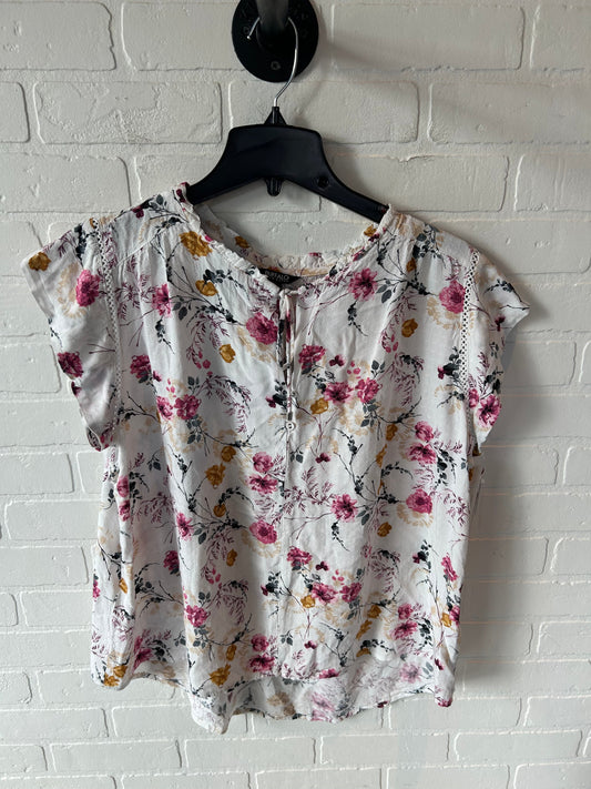 Top Short Sleeve By Buffalo David Bitton In Pink & White, Size: L