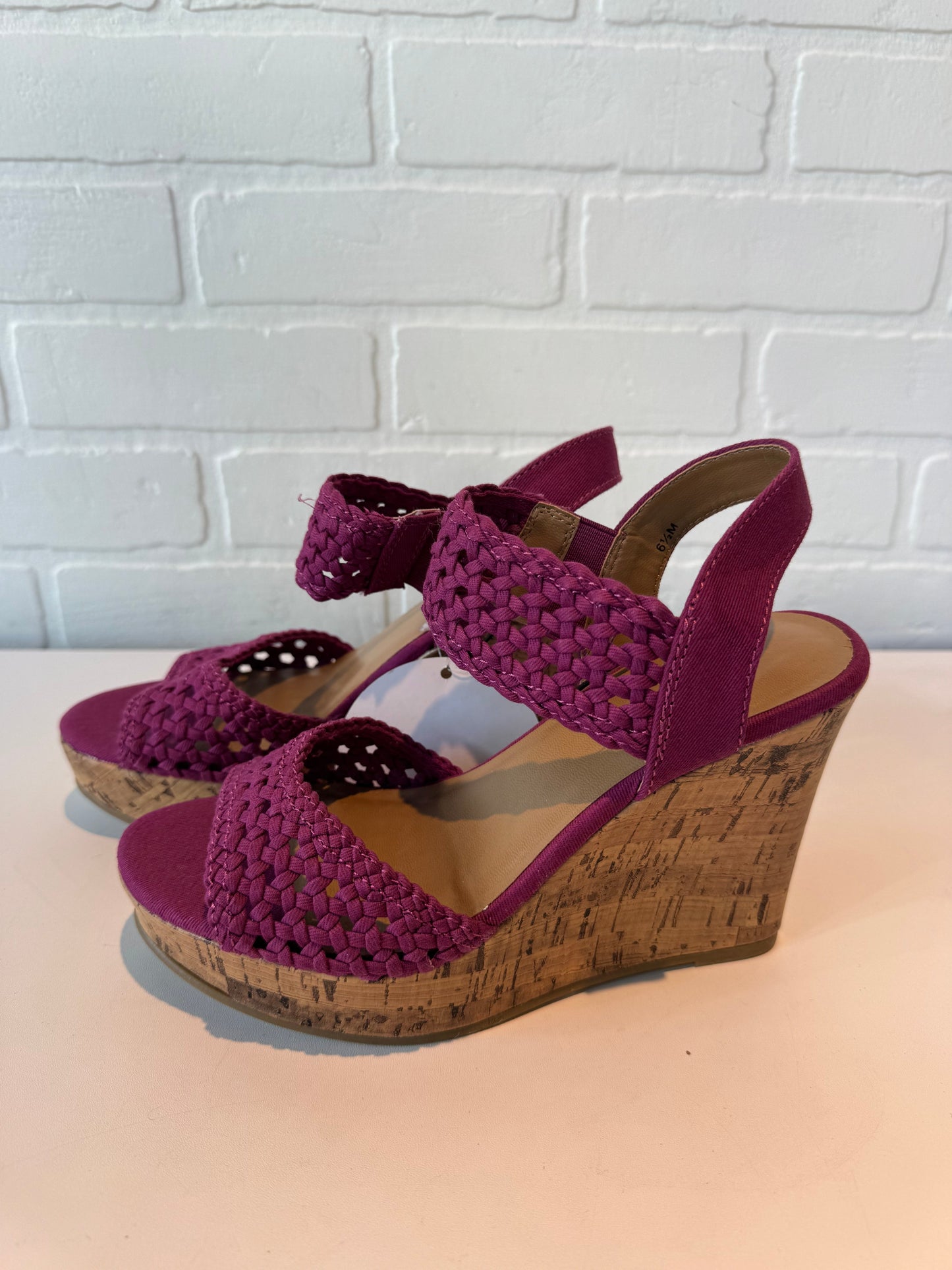 Sandals Heels Wedge By Maurices In Purple, Size: 6.5