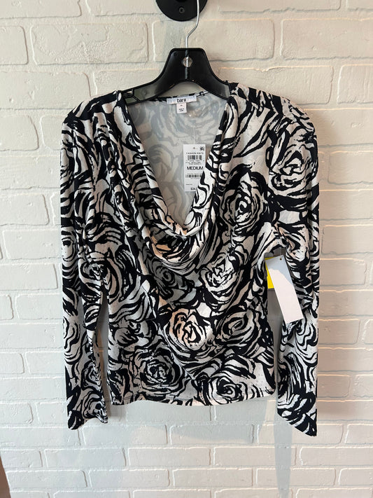 Top Long Sleeve By Bar Iii In Black & White, Size: M