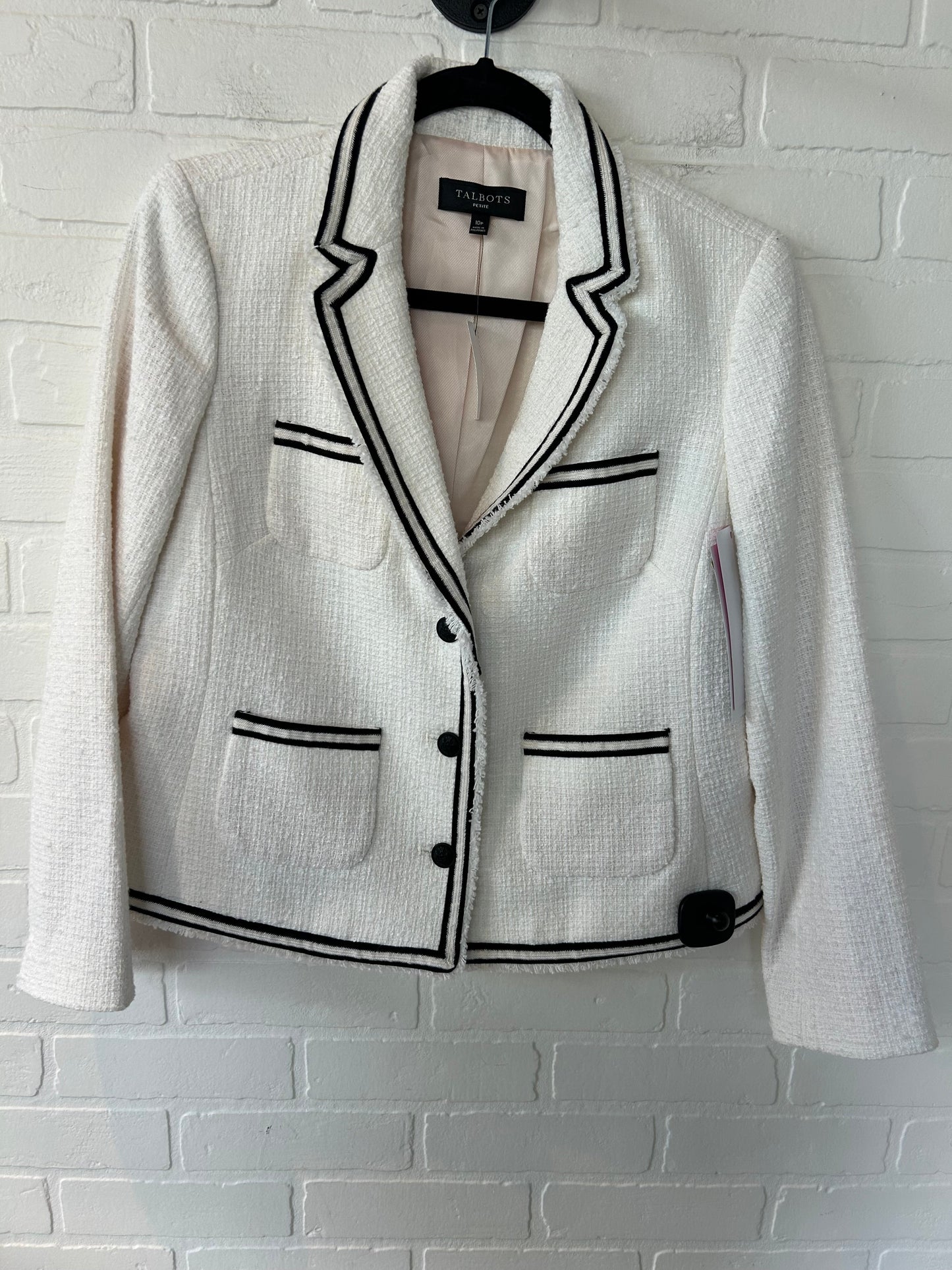 Blazer By Talbots In Black & White, Size: Mp