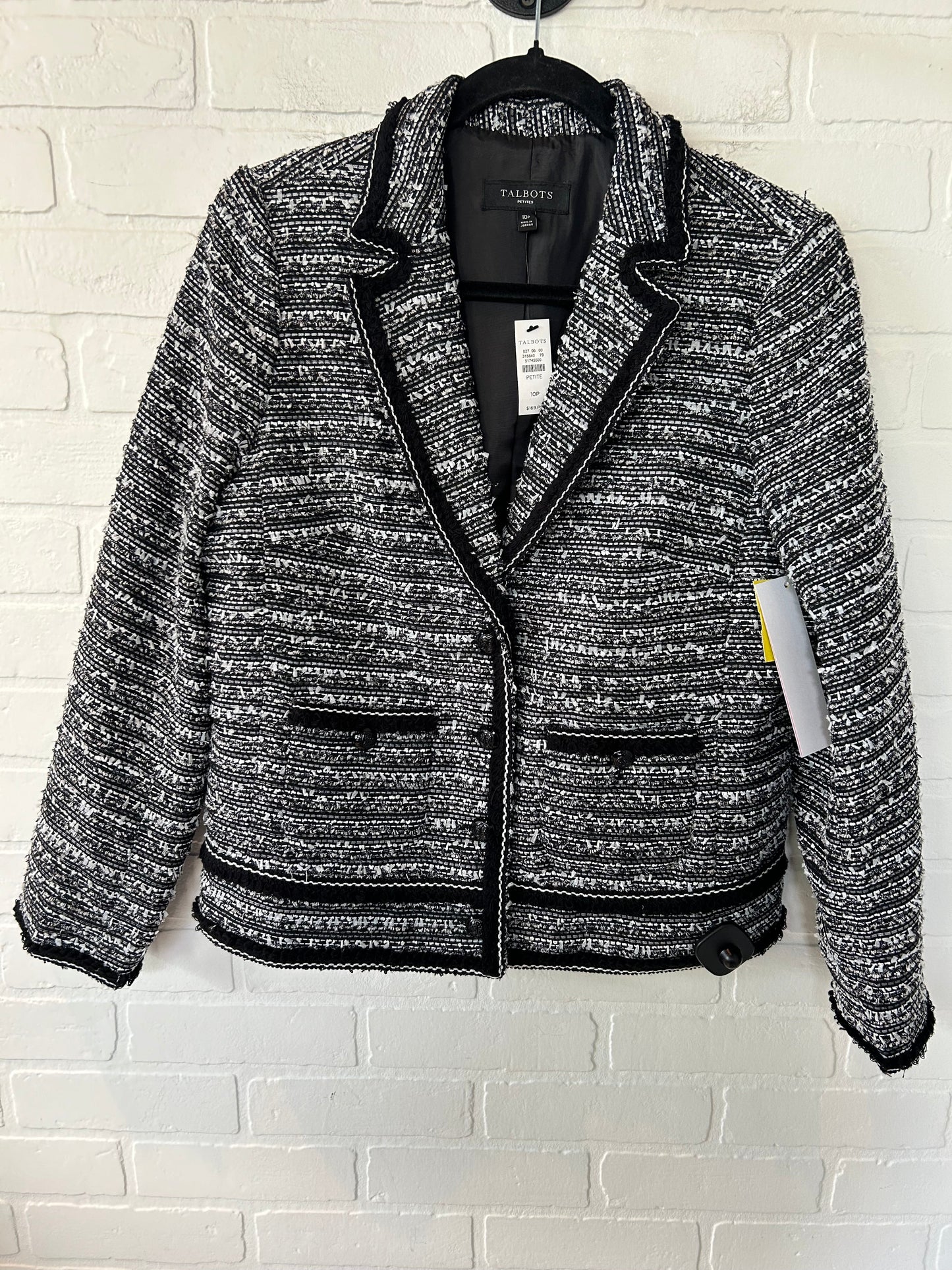 Blazer By Talbots In Black & White, Size: Mp