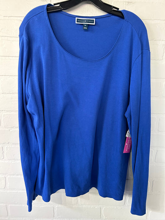 Top Long Sleeve Basic By Karen Scott In Blue, Size: Xl