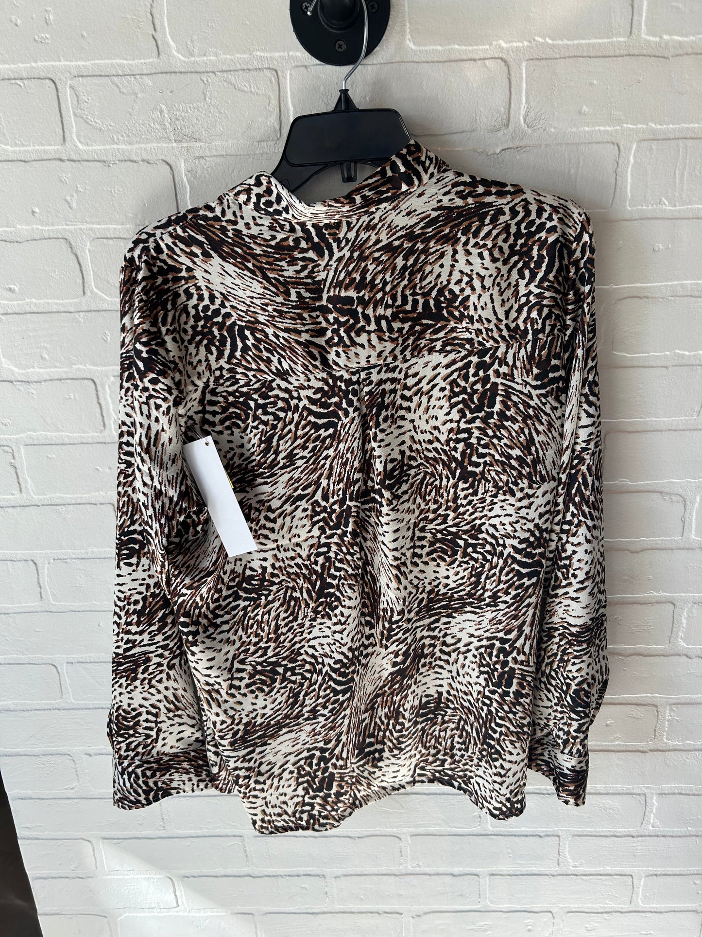 Top Long Sleeve By Express In Brown & Cream, Size: L