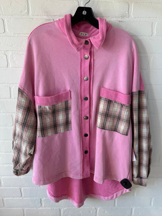 Jacket Shirt By Pol In Pink, Size: S