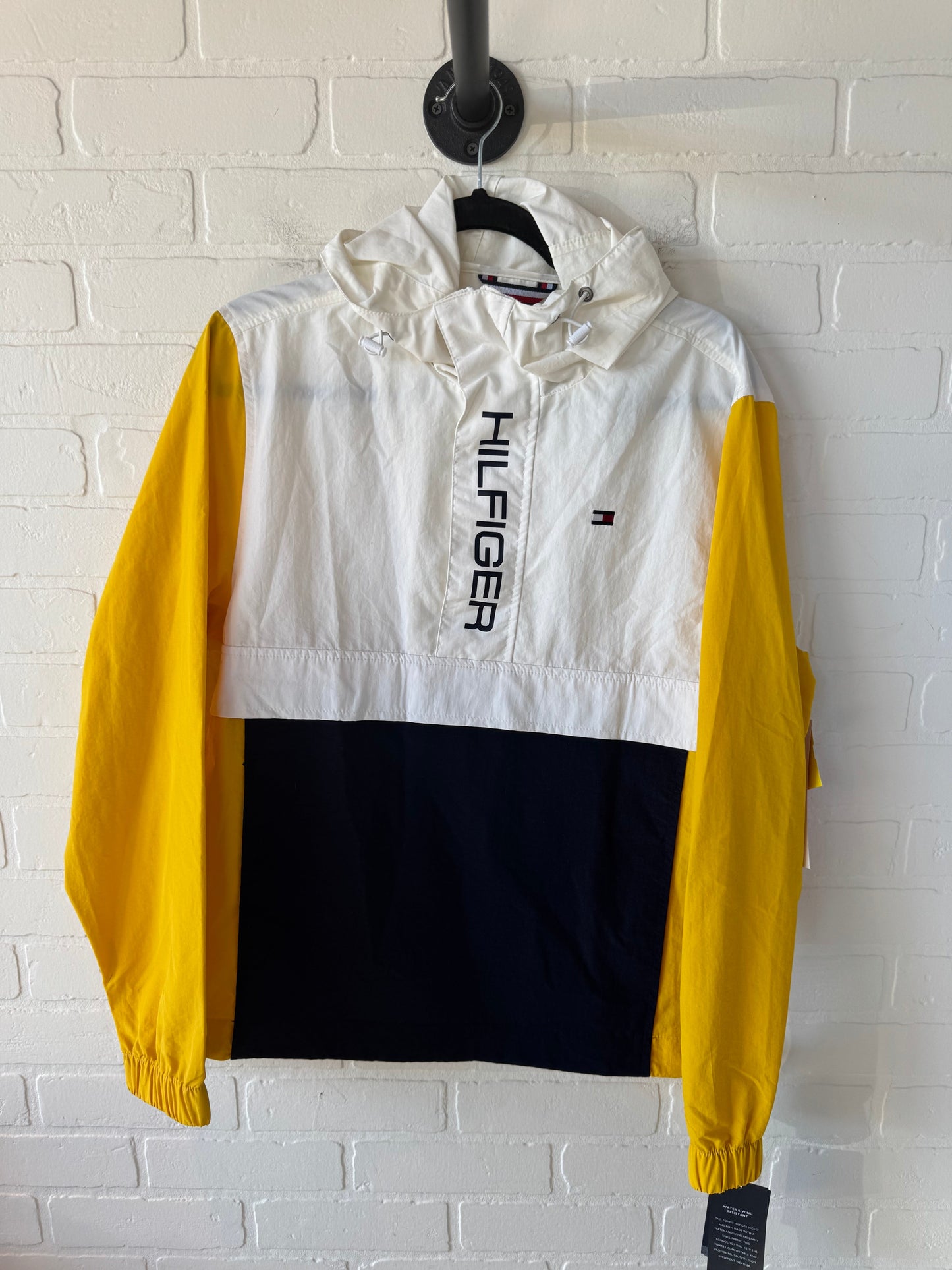 Jacket Windbreaker By Tommy Hilfiger In Blue & Yellow, Size: S