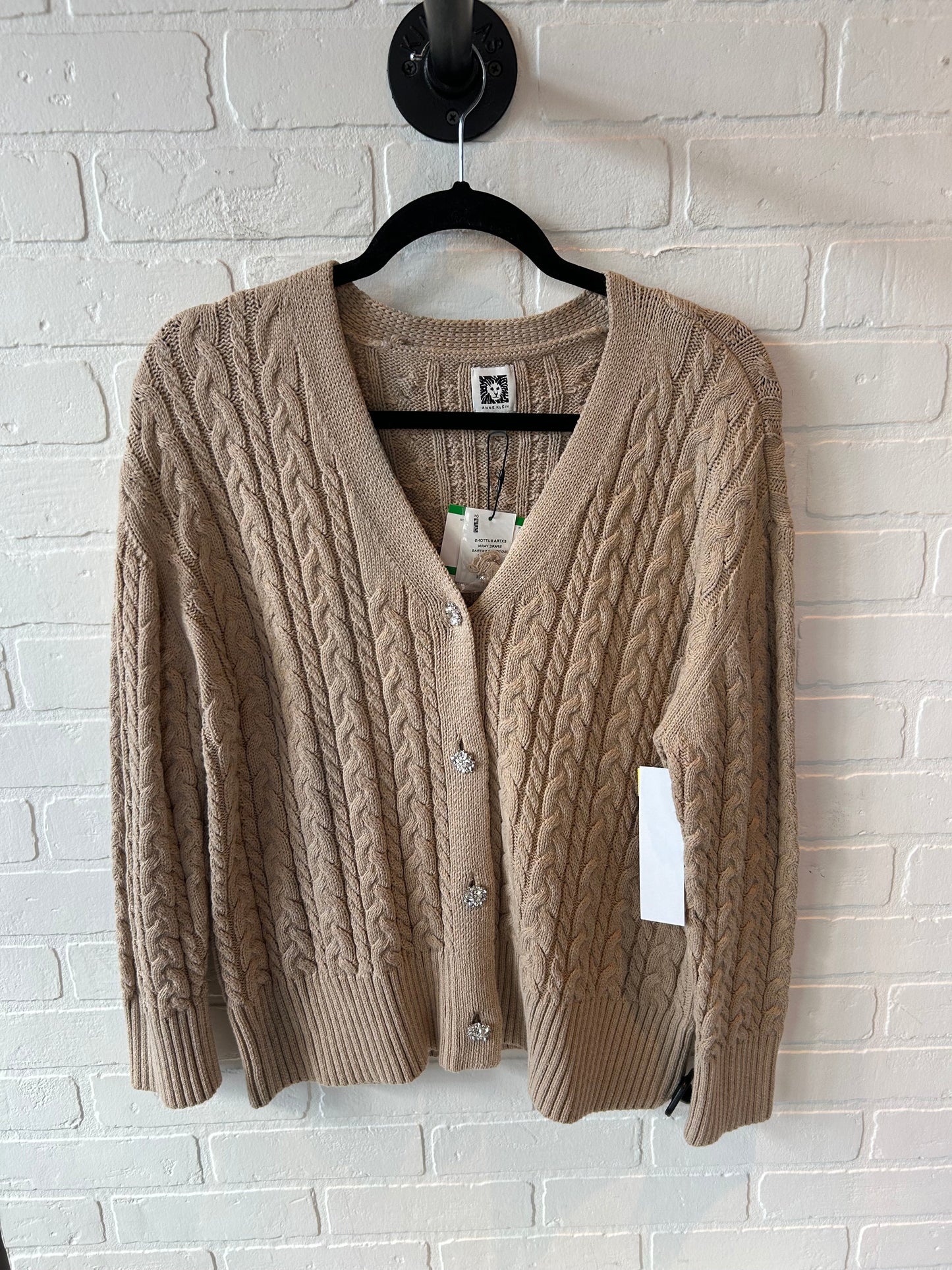 Sweater Cardigan By Anne Klein In Tan, Size: L