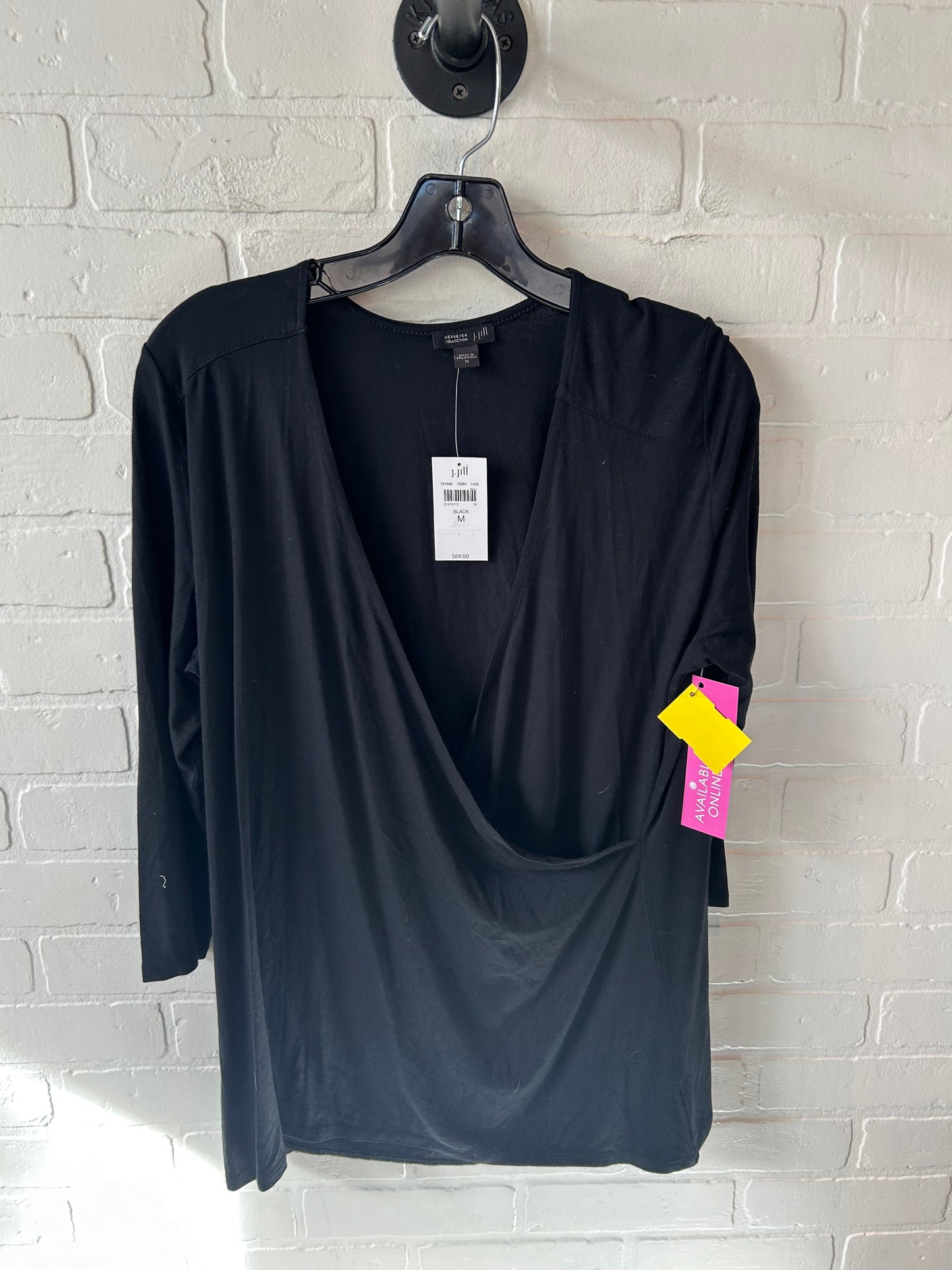 Top 3/4 Sleeve Basic By J. Jill In Black, Size: M