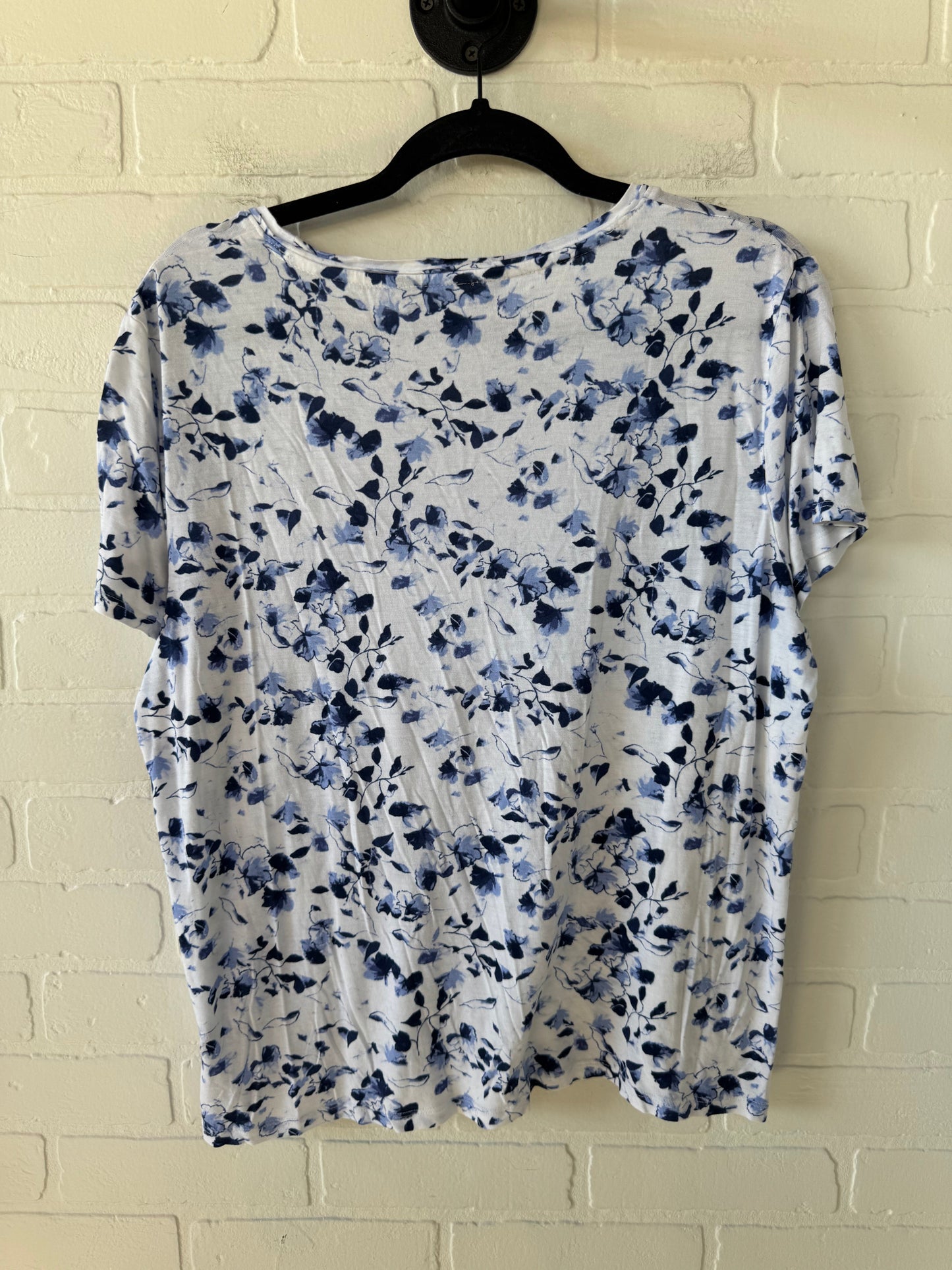 Top Short Sleeve Basic By Simply Vera In Blue & White, Size: Xl