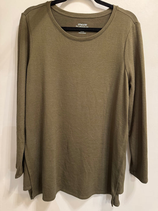 Top Long Sleeve By Chicos In Green, Size: L