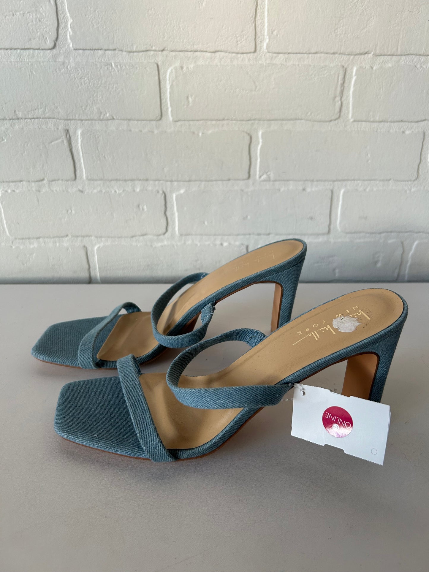 Sandals Heels Block By Nicole By Nicole Miller In Blue Denim, Size: 9