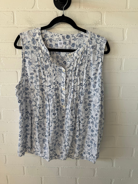 Top Sleeveless By Gap In Blue & White, Size: Xl