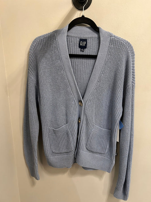 Sweater Cardigan By Gap In Blue, Size: L