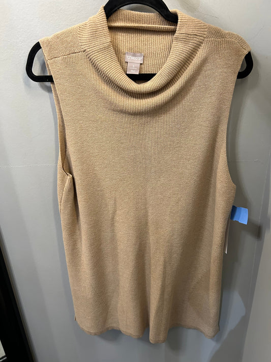 Vest Sweater By Chicos In Tan, Size: Xl