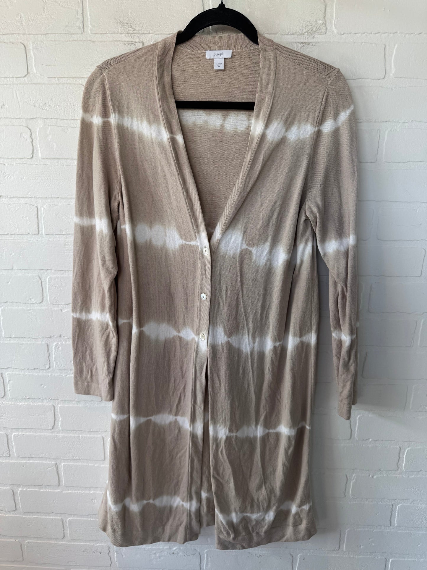 Cardigan By Pure Jill In Tan & White, Size: M