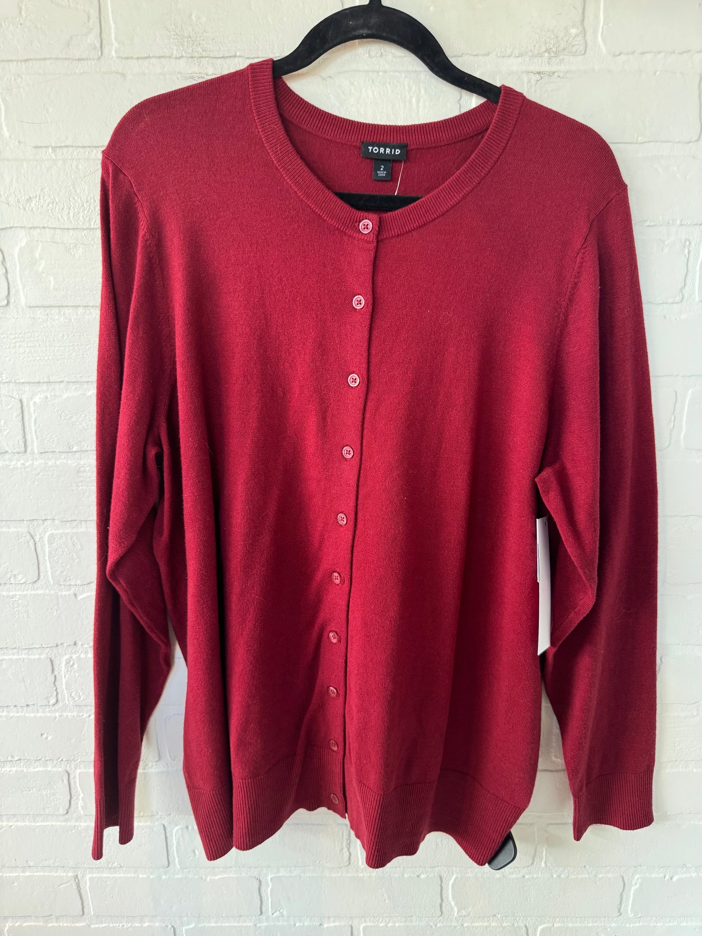 Sweater Cardigan By Torrid In Red, Size: 2x