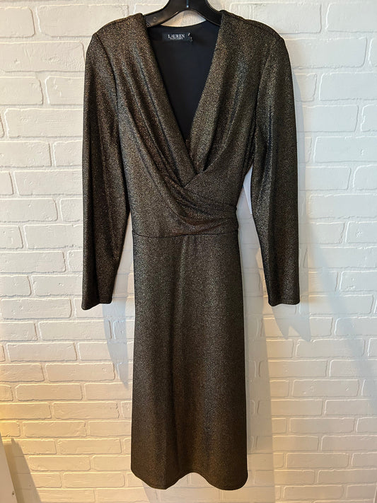 Dress Party Long By Lauren By Ralph Lauren In Black & Gold, Size: 1x