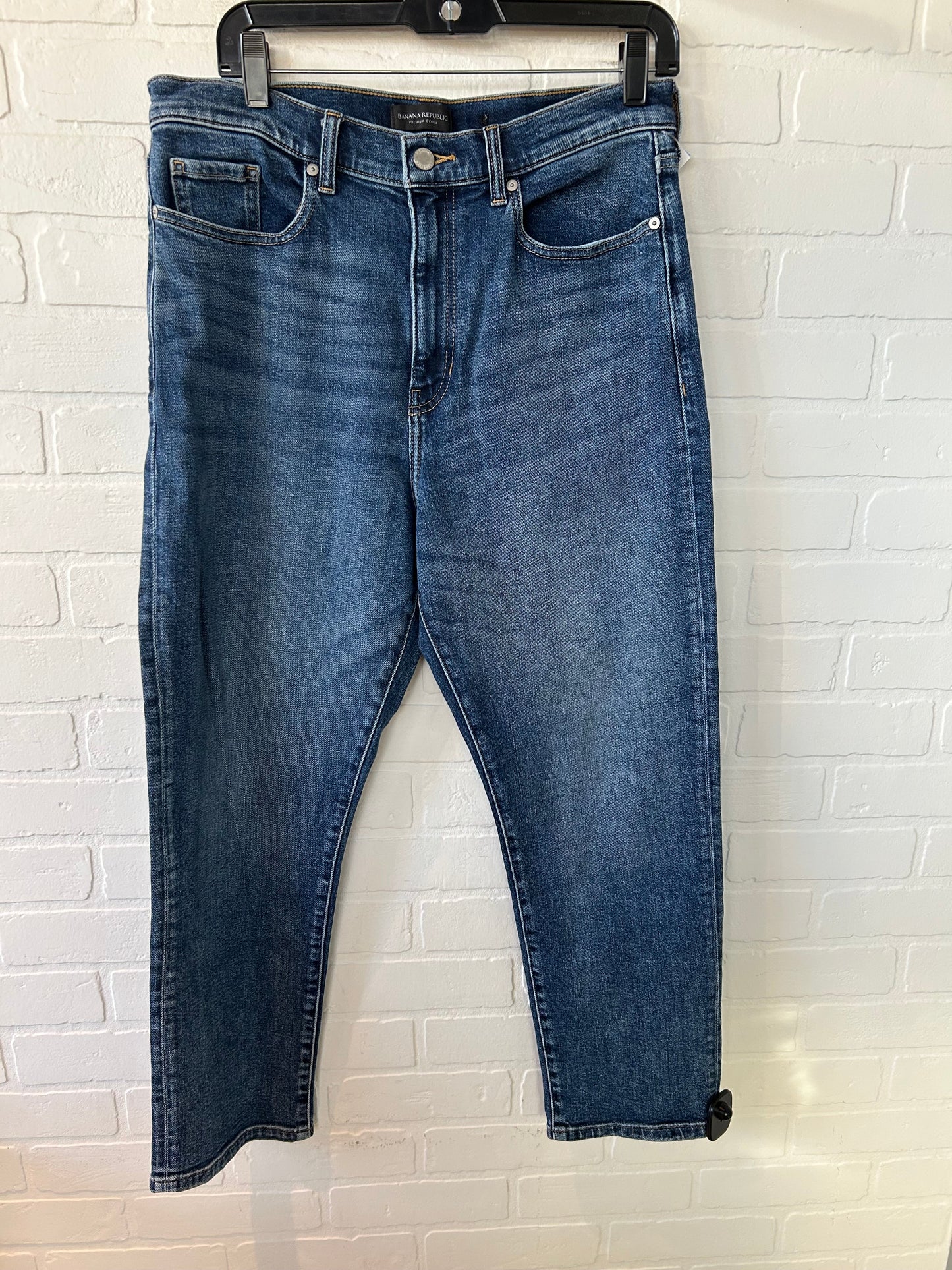 Jeans Straight By Banana Republic In Blue Denim, Size: 12