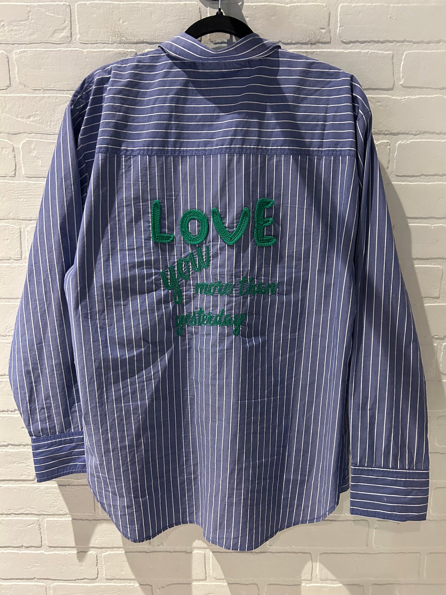 Top Long Sleeve By Maeve In Blue & Green, Size: L