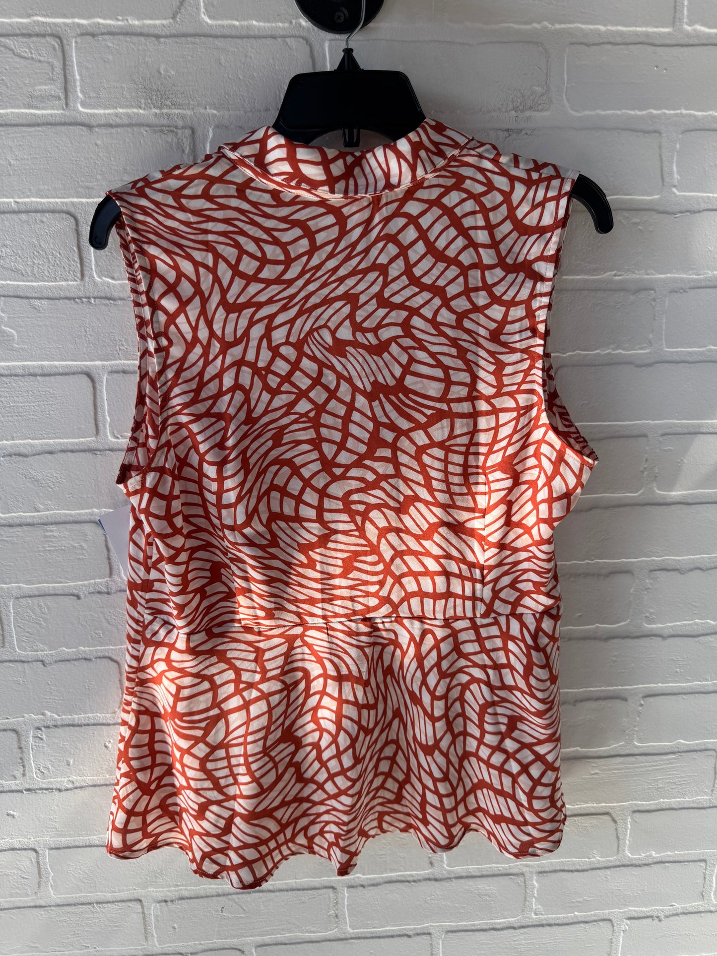 Top Sleeveless By Cabi In Orange & White, Size: M