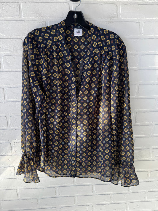 Top Long Sleeve By Cabi In Blue & Yellow, Size: L