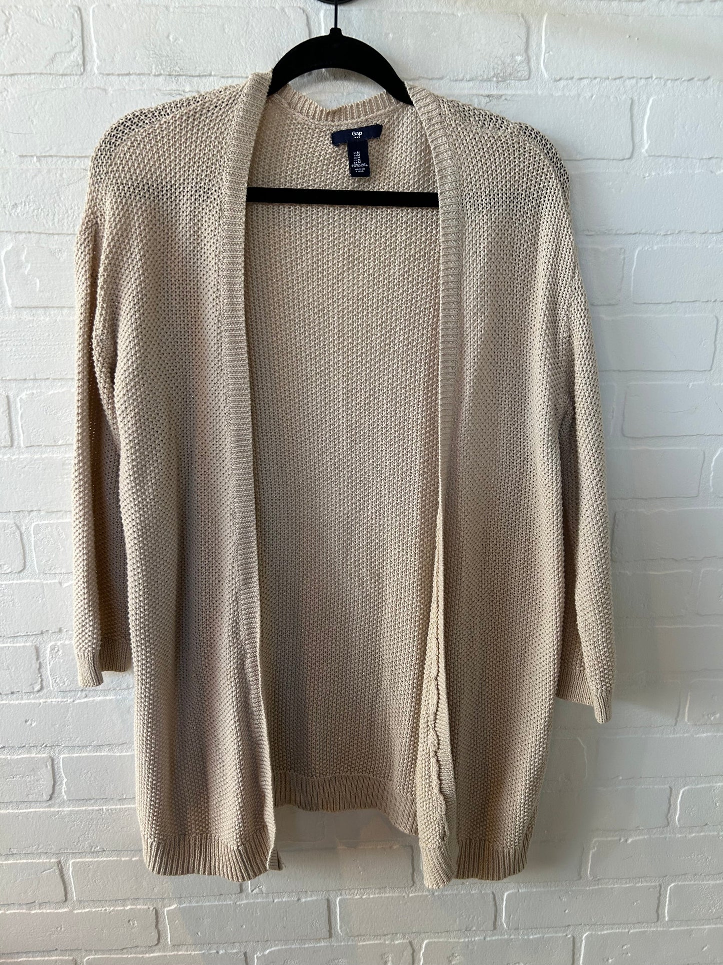 Sweater Cardigan By Gap In Gold, Size: M