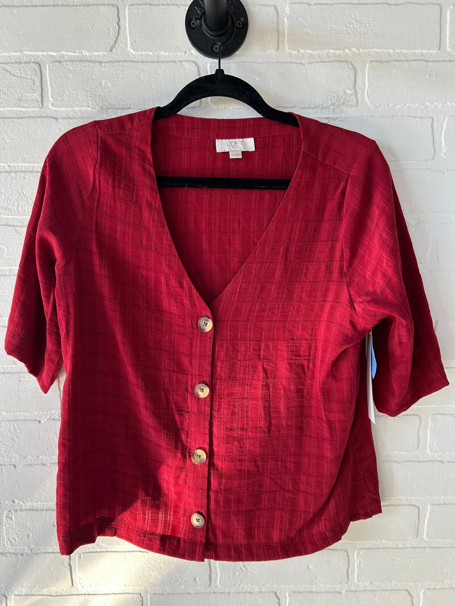 Top Short Sleeve By Loft In Red, Size: S