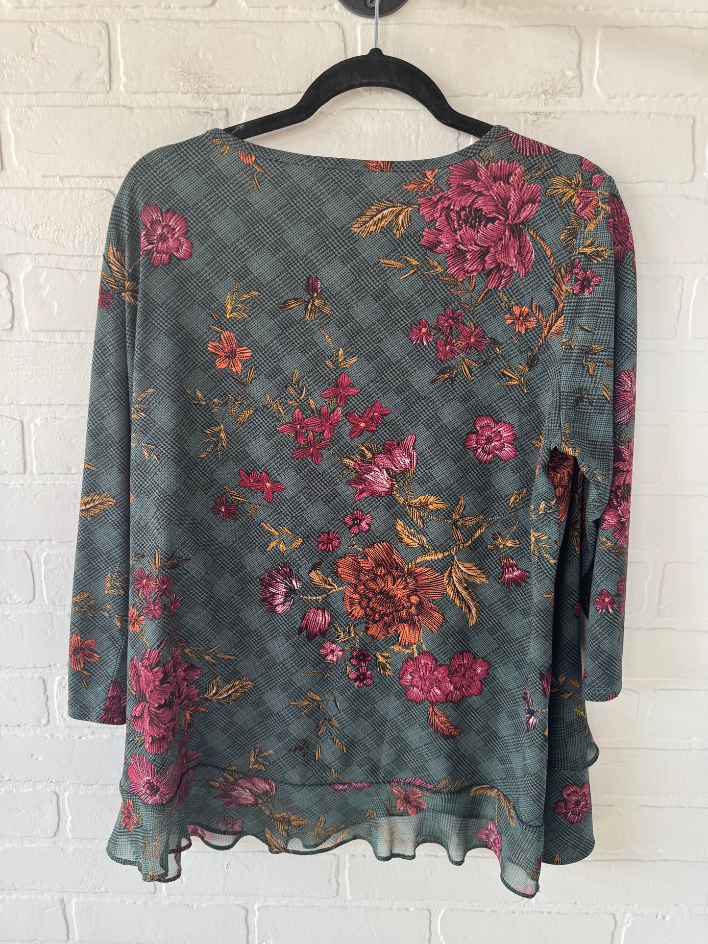 Top Long Sleeve By Roz And Ali In Black & Green, Size: Xl