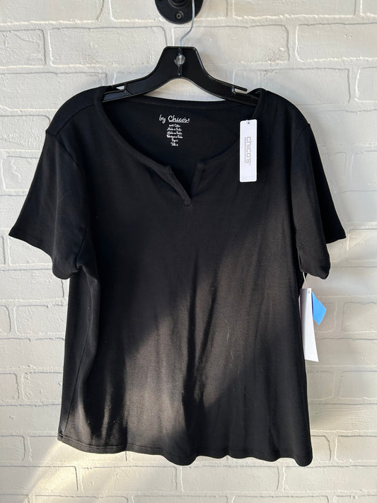 Top Short Sleeve Basic By Chicos In Black, Size: L