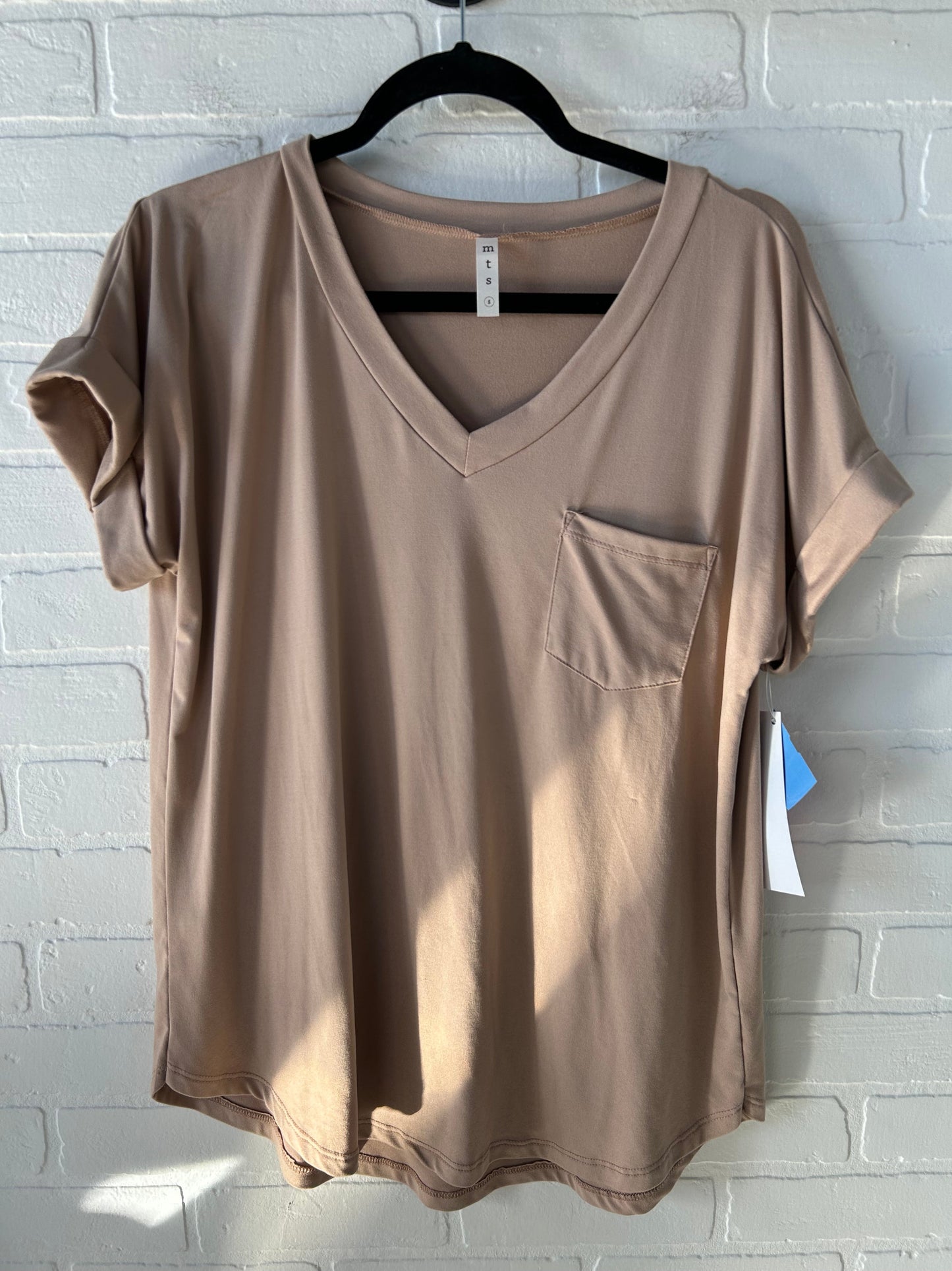 Top Short Sleeve By Mts In Tan, Size: S