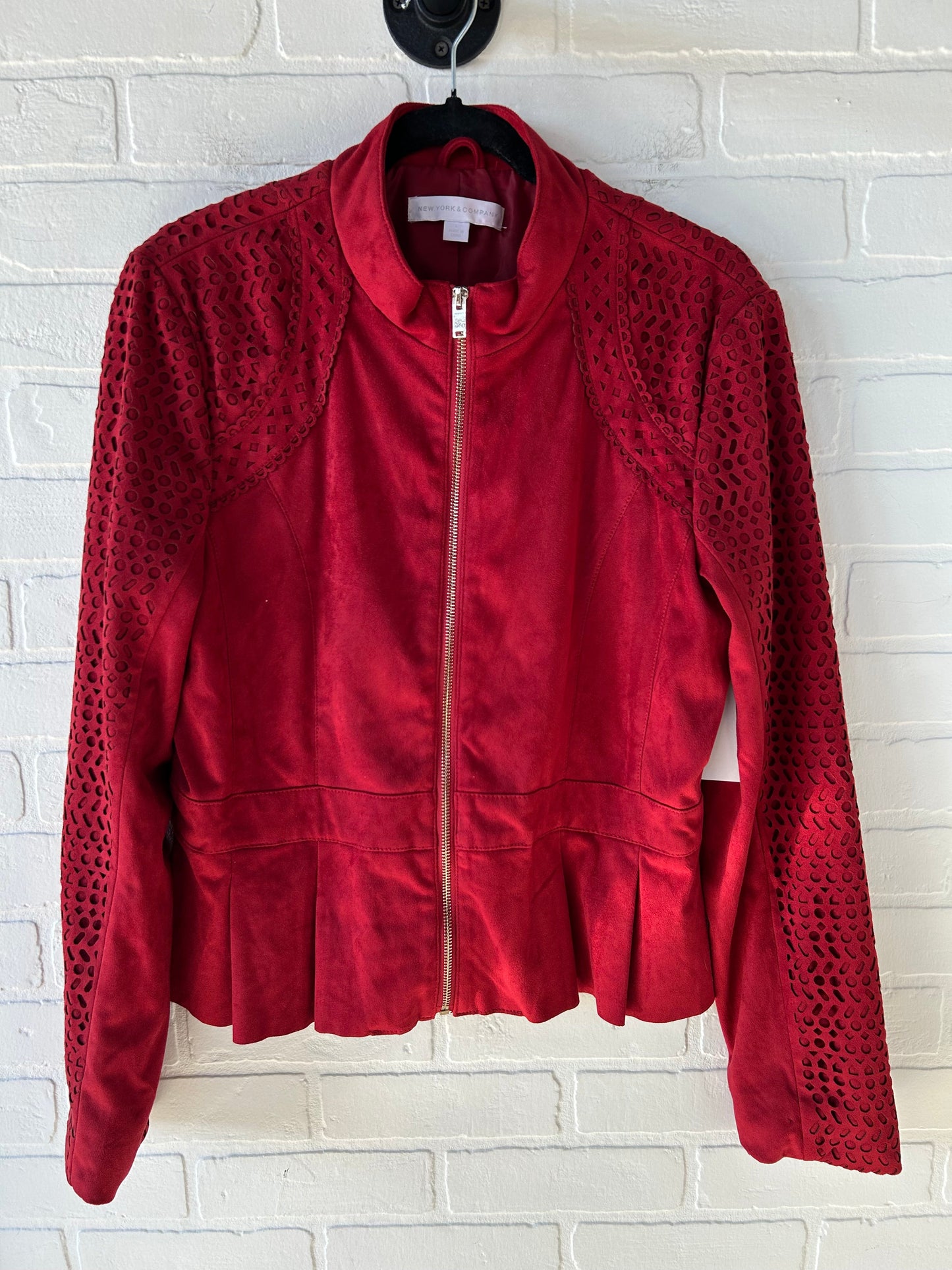 Jacket Moto By New York And Co In Red, Size: L