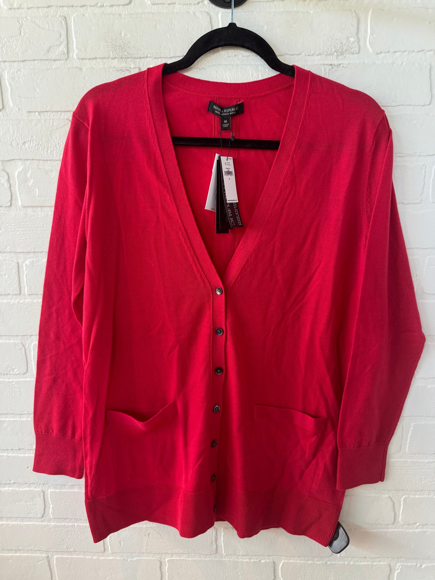 Sweater Cardigan By Banana Republic In Red, Size: M