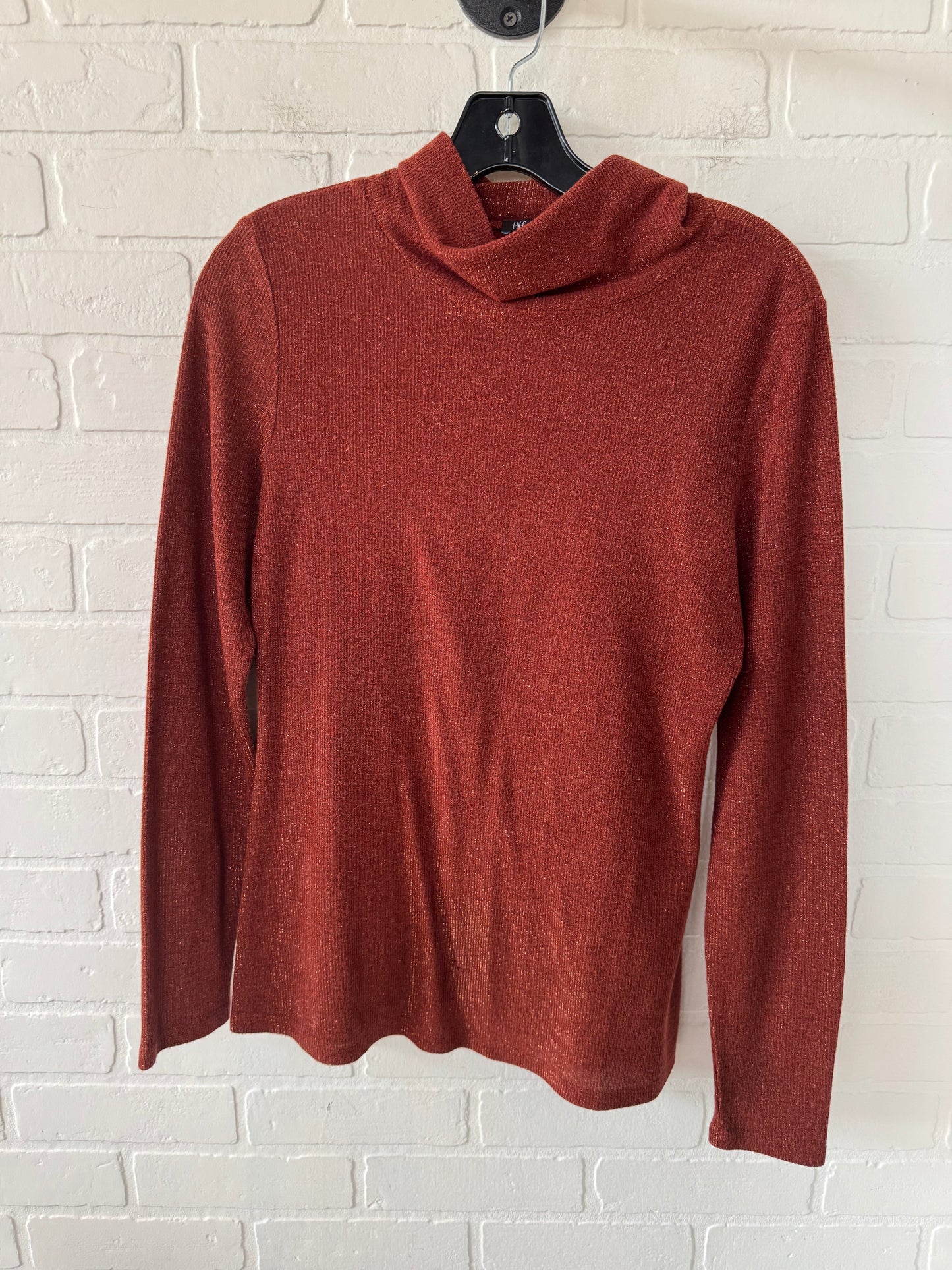 Top Long Sleeve By Inc In Orange, Size: M