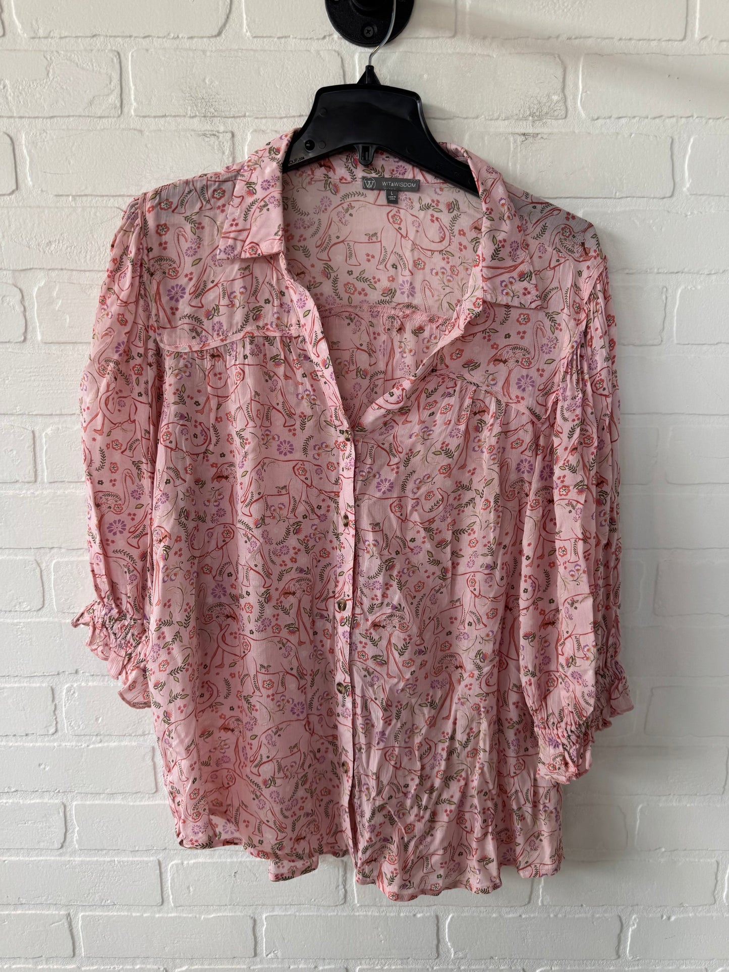 Top Long Sleeve By Wit & Wisdom In Pink, Size: L