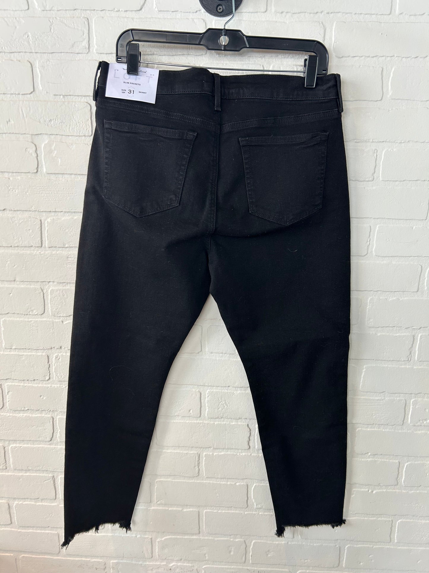 Jeans Skinny By Loft In Black Denim, Size: 12p