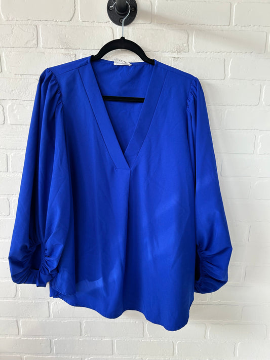 Top Long Sleeve By Andree By Unit In Blue, Size: L