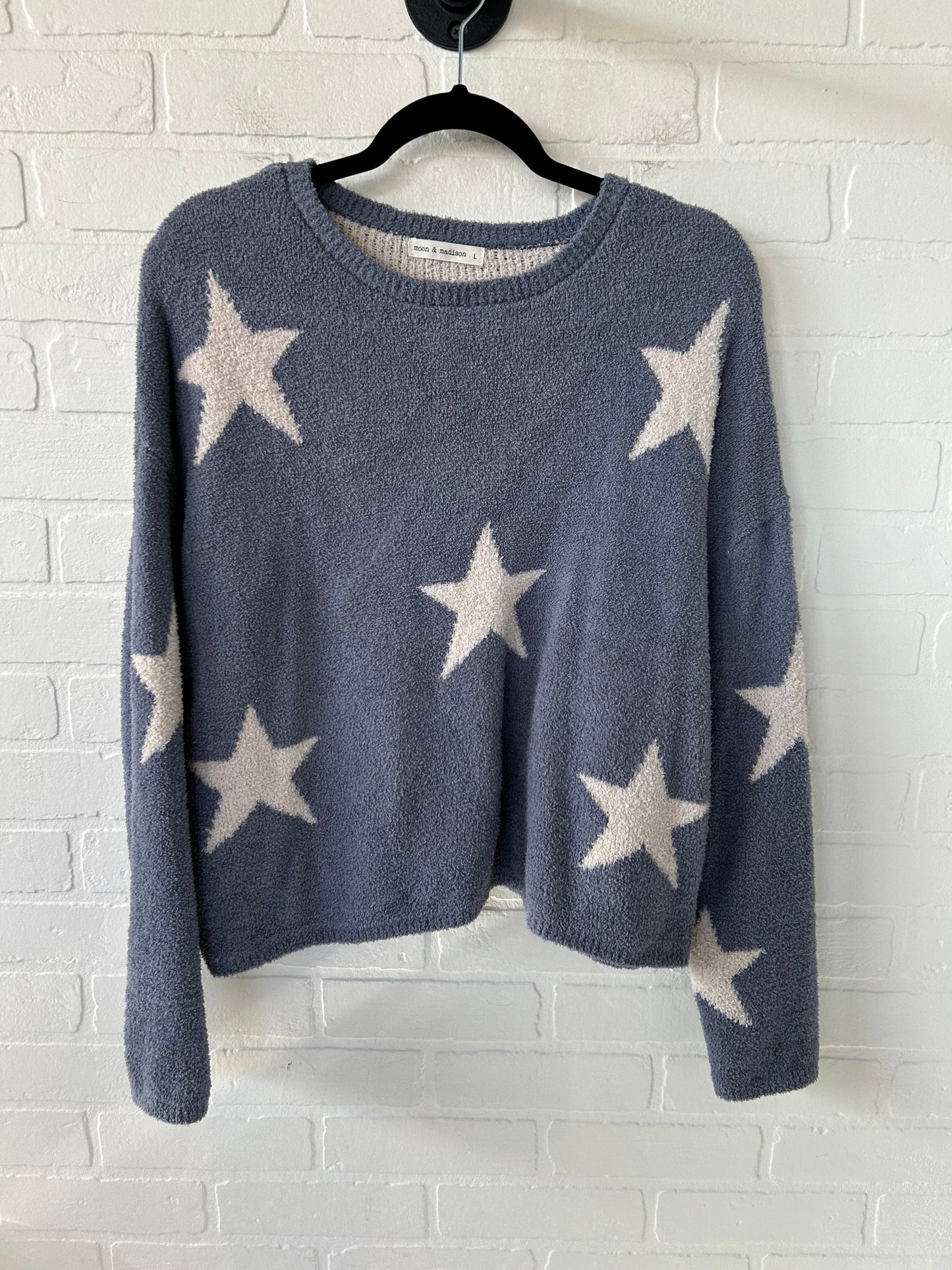 Sweater By Clothes Mentor In Blue & White, Size: L