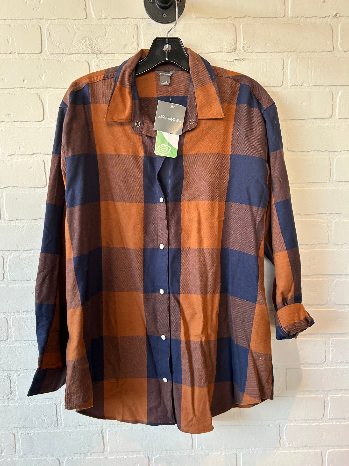 Top Long Sleeve By Eddie Bauer In Blue & Orange, Size: M