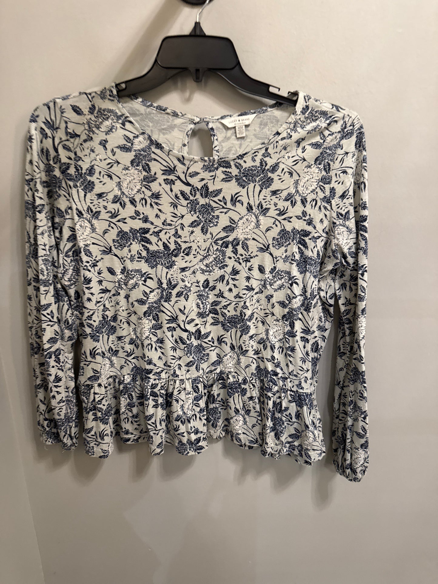 Top Long Sleeve By Lucky Brand In Blue & Grey, Size: M