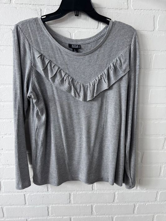 Top Long Sleeve By Ana In Grey, Size: Lp