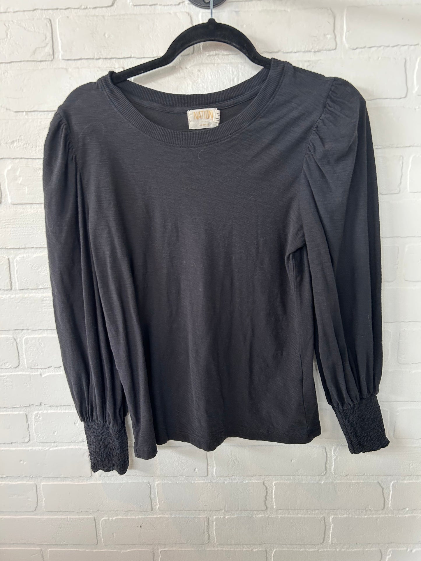 Top Long Sleeve By Nation In Black, Size: M