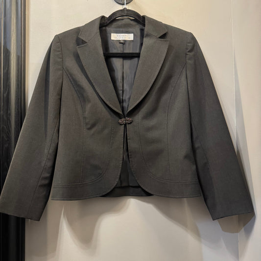 Blazer By Tahari By Arthur Levine In Grey, Size: M