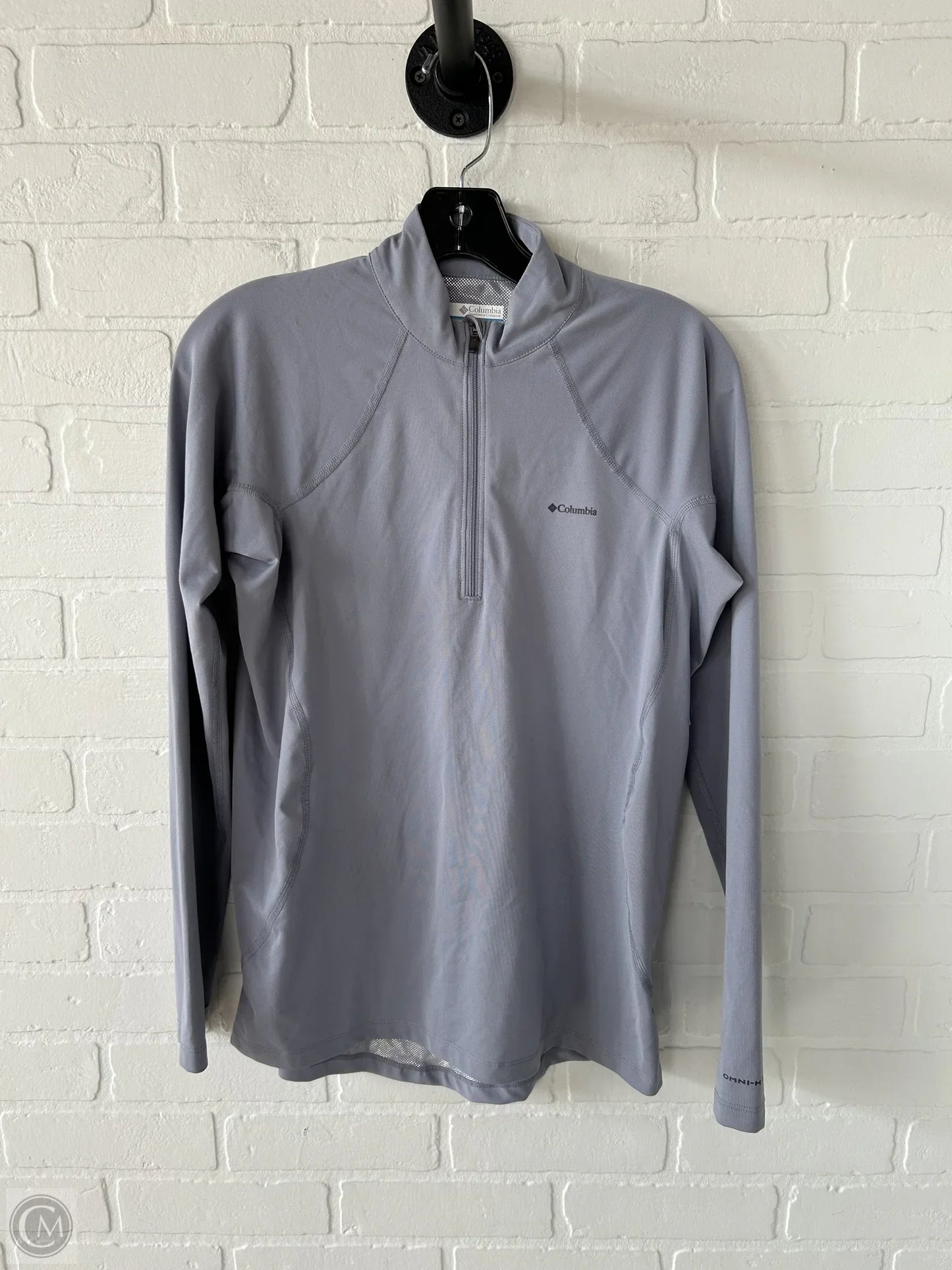 Athletic Top Long Sleeve Collar By Columbia In Grey, Size: L