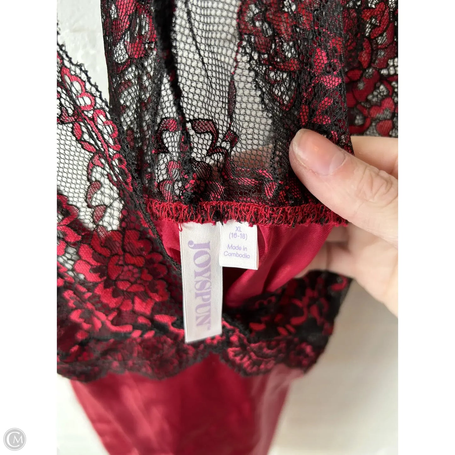 Nightgown By Joyspun In Black & Red, Size: Xl