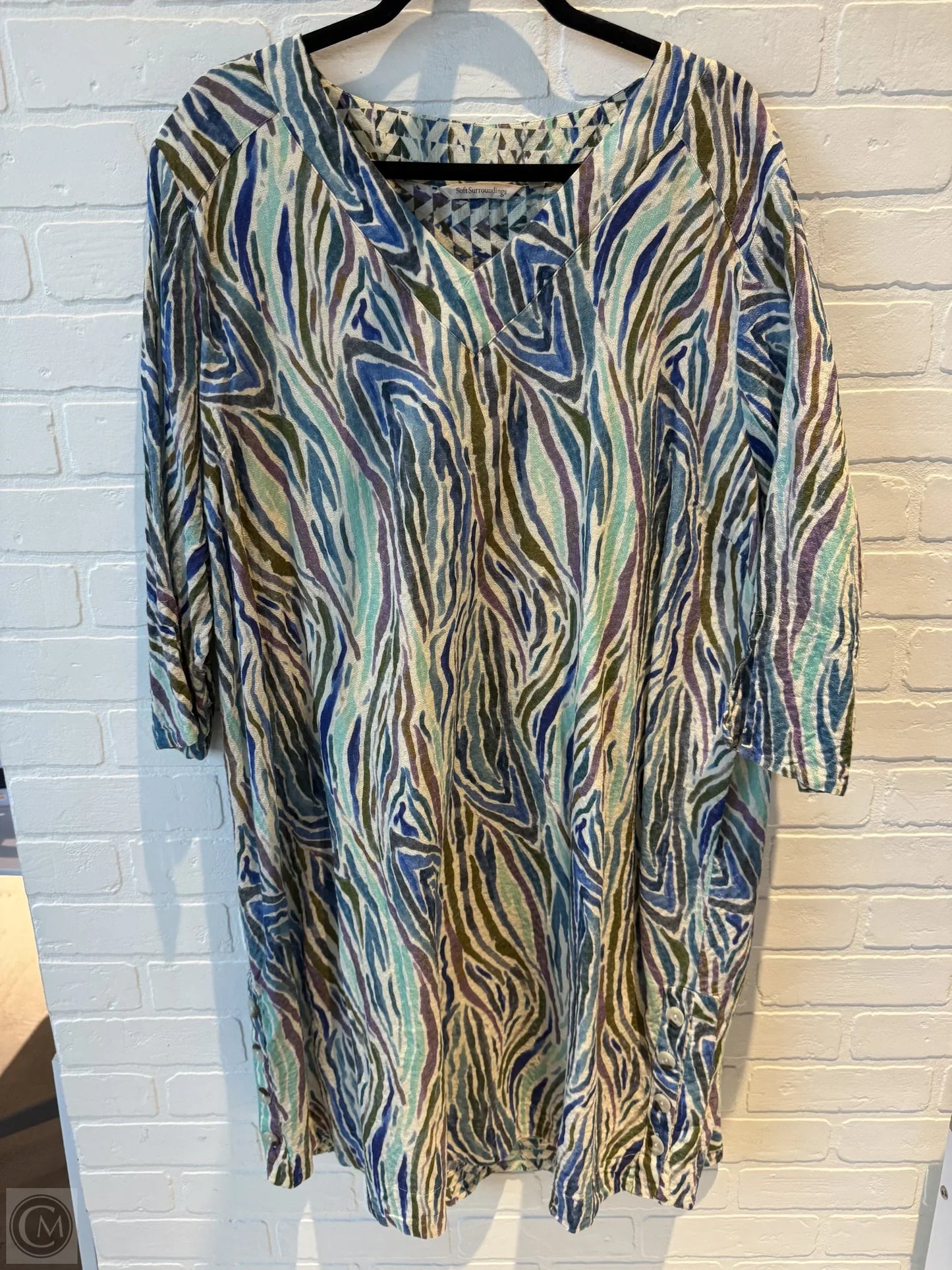 Dress Casual Short By Soft Surroundings In Blue & Green, Size: 3x