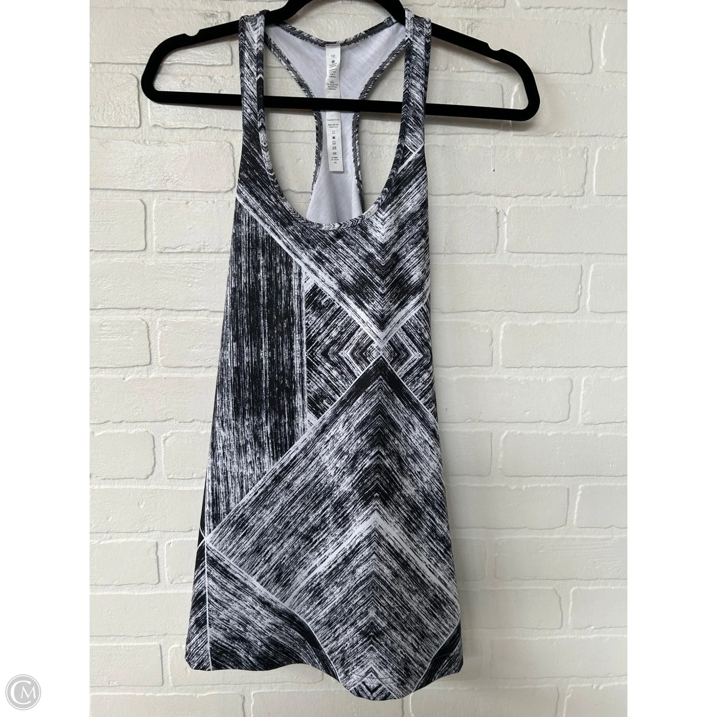 Athletic Tank Top By Lululemon In Black & White, Size: M