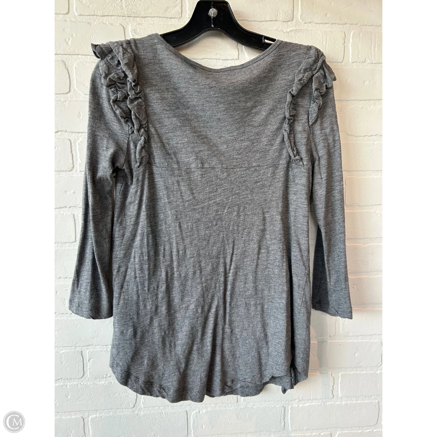Top 3/4 Sleeve Basic By Banana Republic In Grey, Size: S