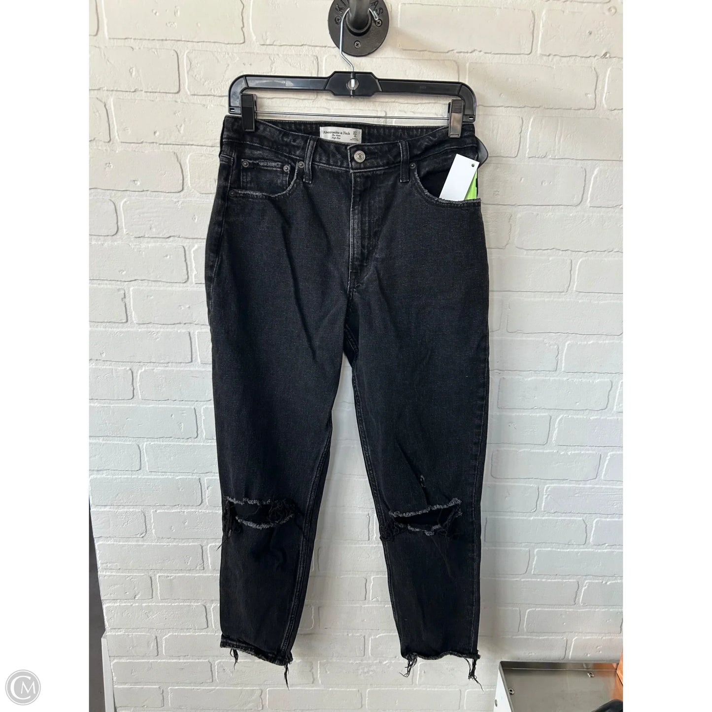 Jeans Straight By Abercrombie And Fitch In Black Denim, Size: 4l