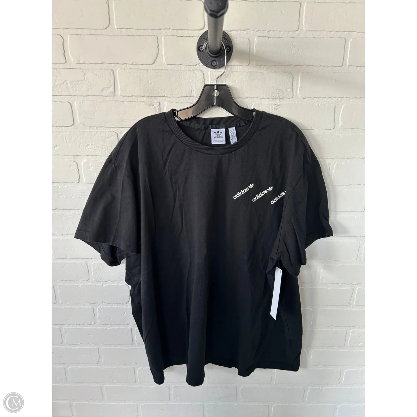 Athletic Top Short Sleeve By Adidas In Black, Size: 2x