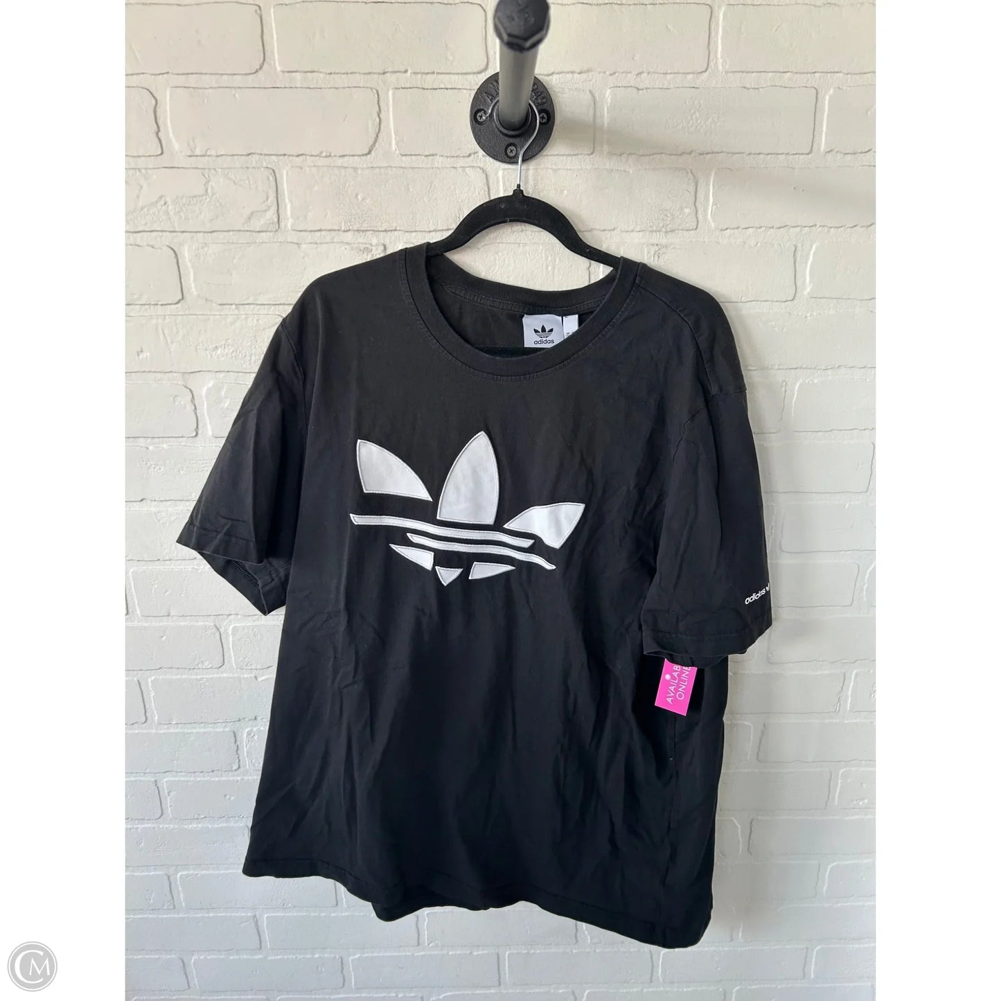 Athletic Top Short Sleeve By Adidas In Black & White, Size: 2x