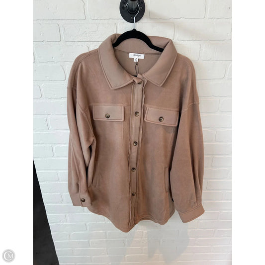Jacket Shirt By Clothes Mentor In Tan, Size: L